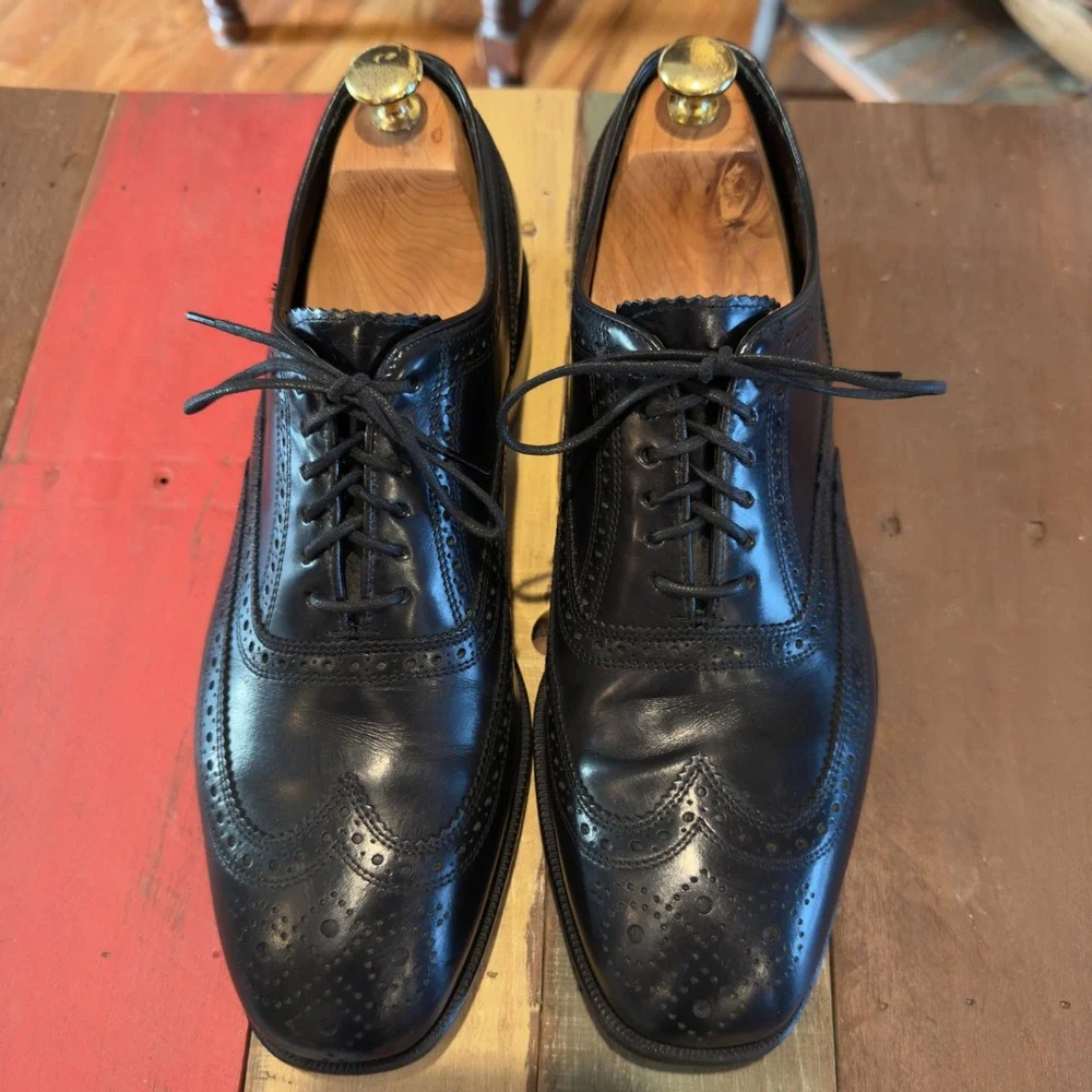 Florsheim Mens Lexington Wingtip Oxford Dress Shoes 10 D 17066-01 Black Leather‎